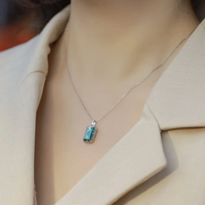 WES 100% 925 Silver Natural Unique Moss Agate Pendant Necklace for Woman Forest Jewelry Engagement Gift Boho Style Wholesale - AMULET RING STORE