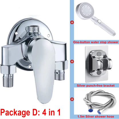 G1/2" Bathtub Shower Faucet Hot and Cold Water Mixing Valve Bathroom Set Countertop Mounted Chrome Plated Valve Bath Shower Set