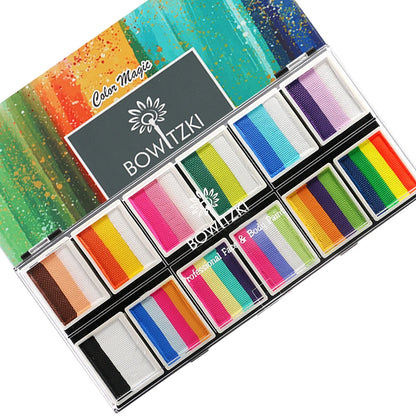 Bowitzki Face Paint 12x10gm Professional Body Paint Kit For Kids Adults Stencil One Stroke Split Cake Rainbow Makeup - AMULET RING STORE