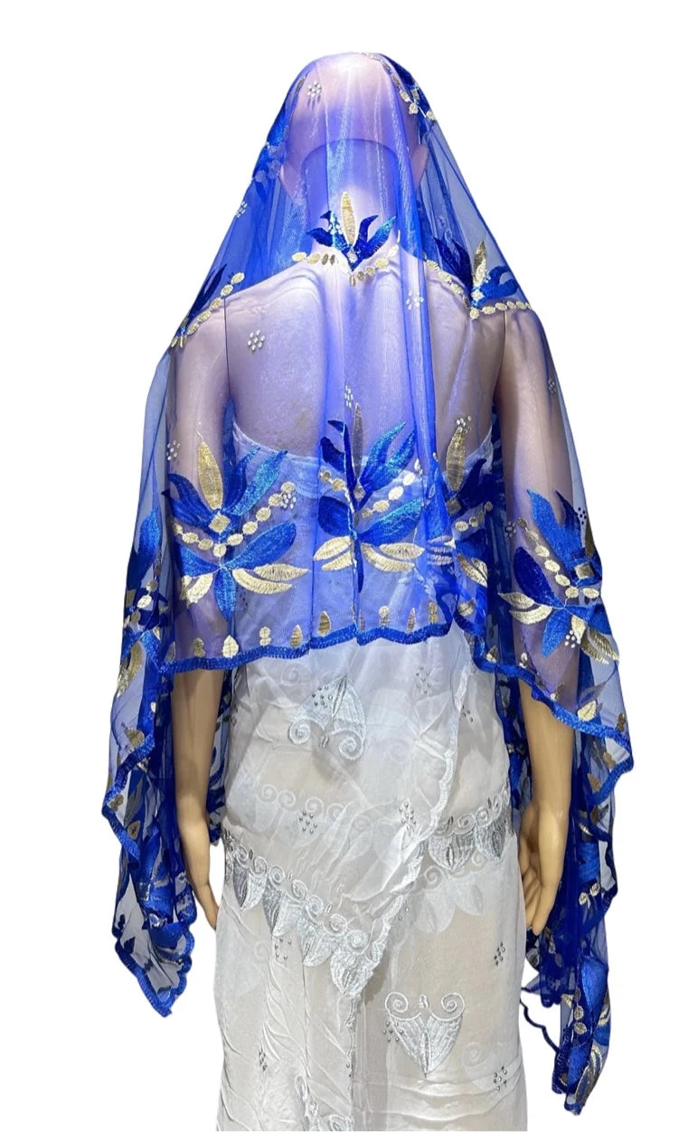 on sale 2025 New African Net Hijab Scarf For Muslim Women African Dubai Islam Headscarf Embroidery Shawls voile - AMULET RING STORE