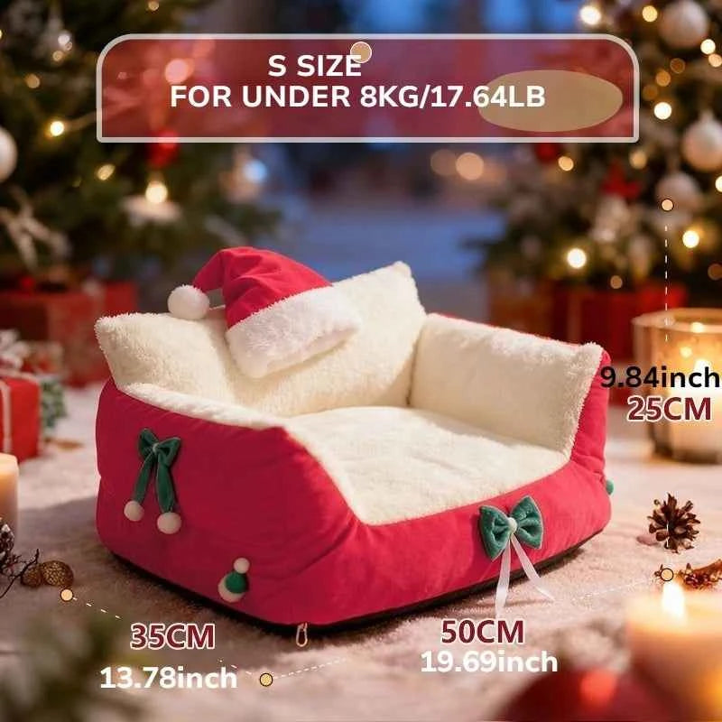 Winter Warm Cat Bed Large Size Removable Washable All Season Pet Sofa Christmas Cat House for Pets