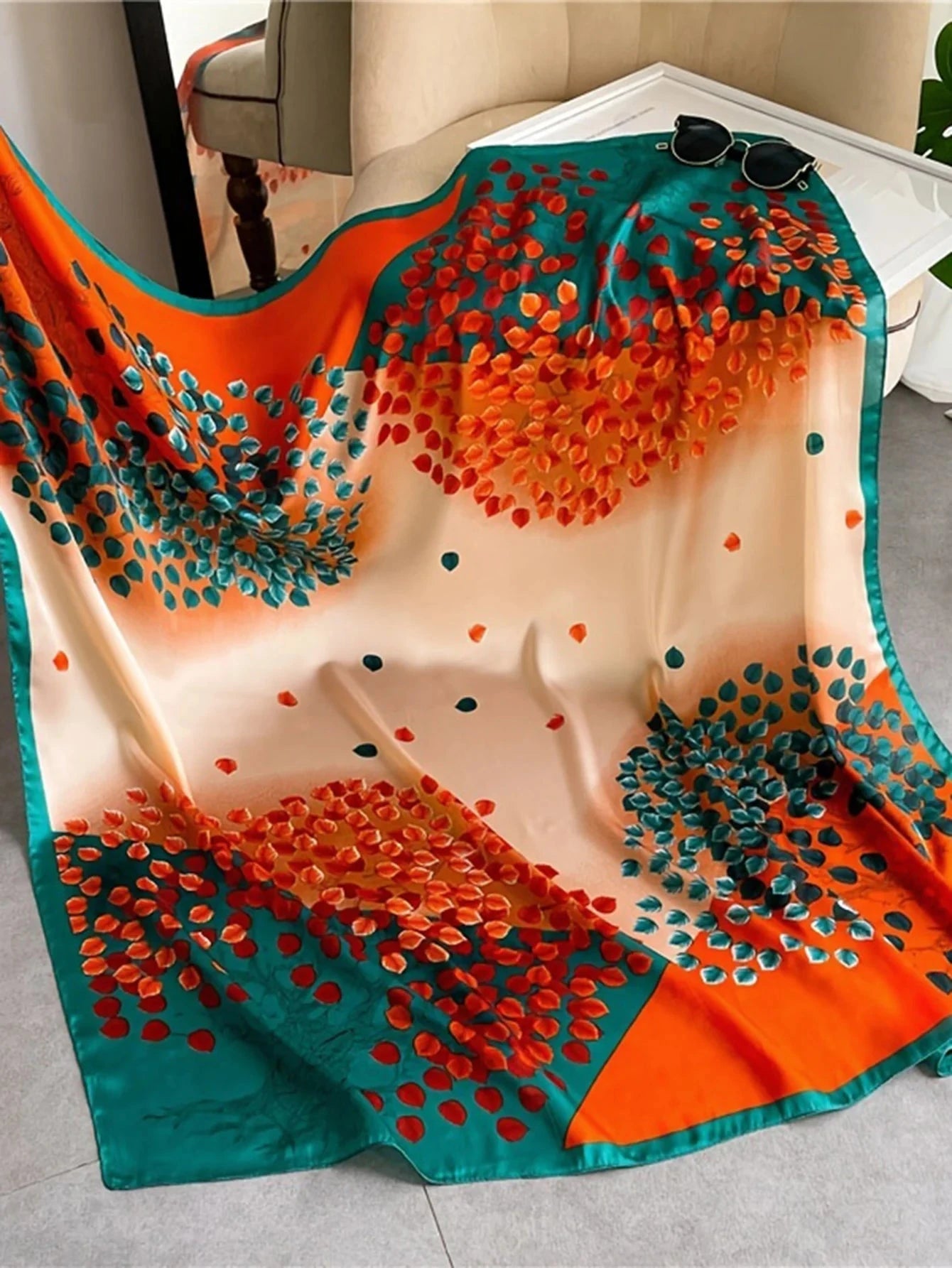 90cm Woman Fashion Satin Silk Square Scarf Spring Summer Shawls Luxury Printed Hijab Scarf Muslim Headband Wrap Beach Stoles - AMULET RING STORE