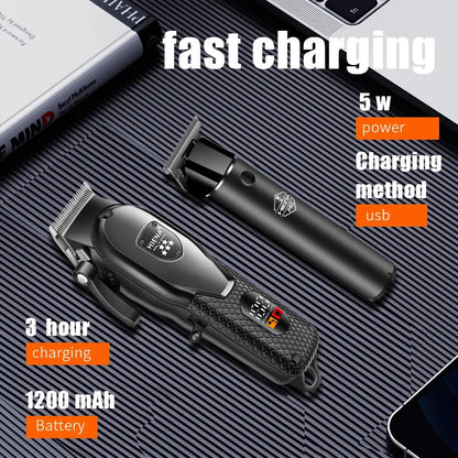 hiena Hair Clipper Kit for Men Electric Shaver Hair Trimmer Professional Cutting Machine Hair Trimmer with LCD Digital Display - AMULET RING STORE