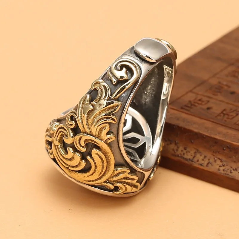 Silver S925 Adjustable Retro Luxury Zodiac Rotatable Nine Palaces Eight Rings AMULET RING STORE