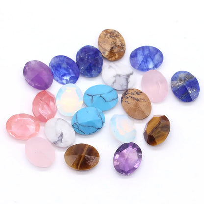 8X10mm Natural Stone Oval Cut Diamonds Faceted Loose Cabochon Beads Amethyst Healing Crystal for Jewelry Making DIY Ring Earring