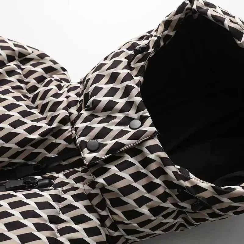 Women's Winter Hooded High Waist Padded Sport Parkas Coats with Belt Female Elegant Thick Warm Pockets Windproof Skiing Jackets