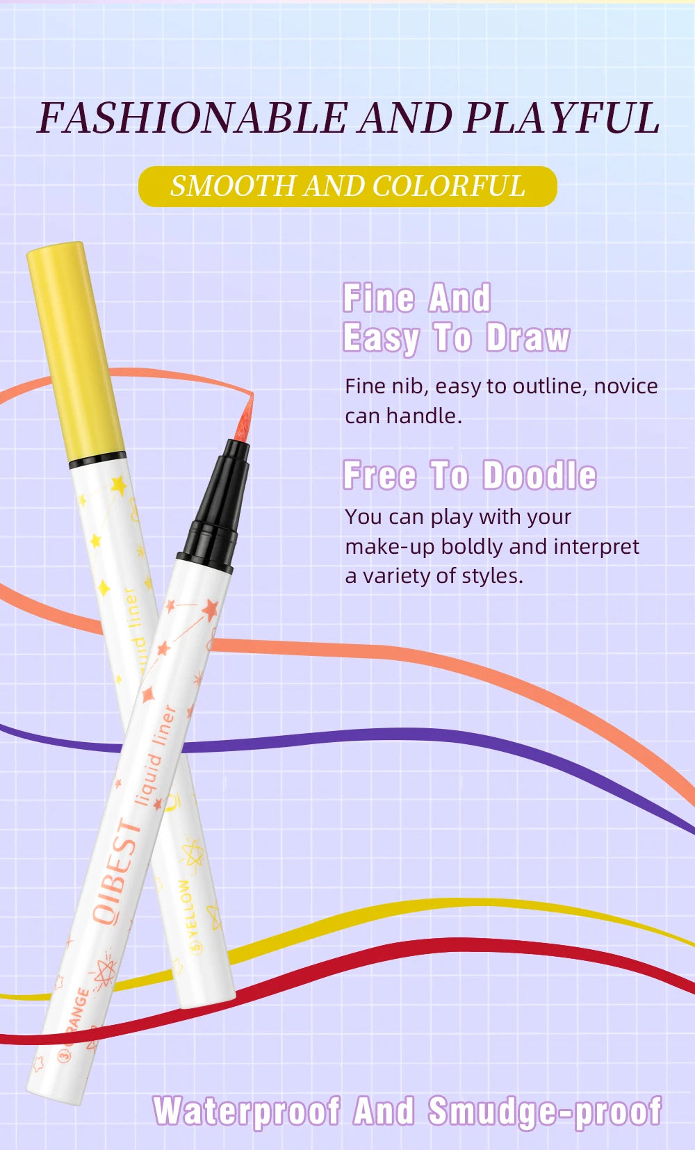 QIBEST High Pigment Eyeliner Pencil Waterproof Smudgeproof Makeup Eye Liner Liquid Black Eyeliner Quick Drying Eyes Cosmetics - AMULET RING STORE