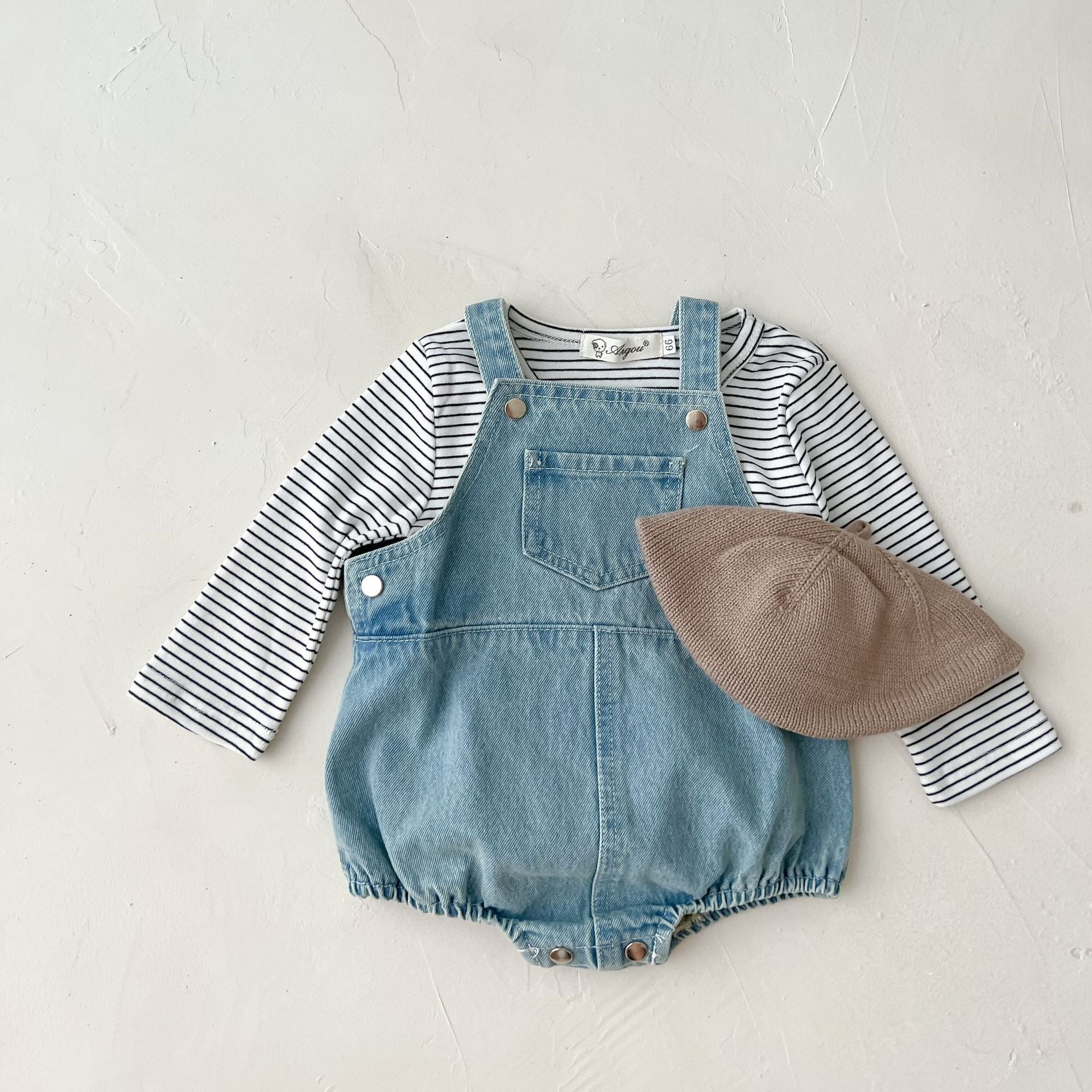 Cute Baby Pocket Overalls Denim Overalls Baby Fashion One-piece Romper 0-3T Newborn Boy Girls Clothes - AMULET RING STORE