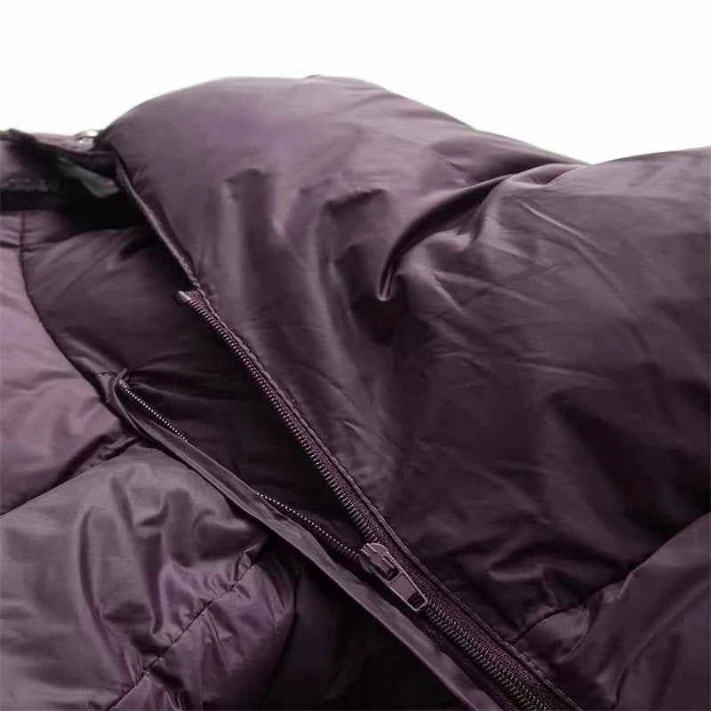 Women's Hooded Purple Cotton Jacket - Quilted Design, Warm Winter Coat, Casual Cold-Weather Outerwear