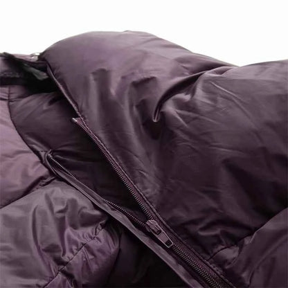 Women's Hooded Purple Cotton Jacket - Quilted Design, Warm Winter Coat, Casual Cold-Weather Outerwear