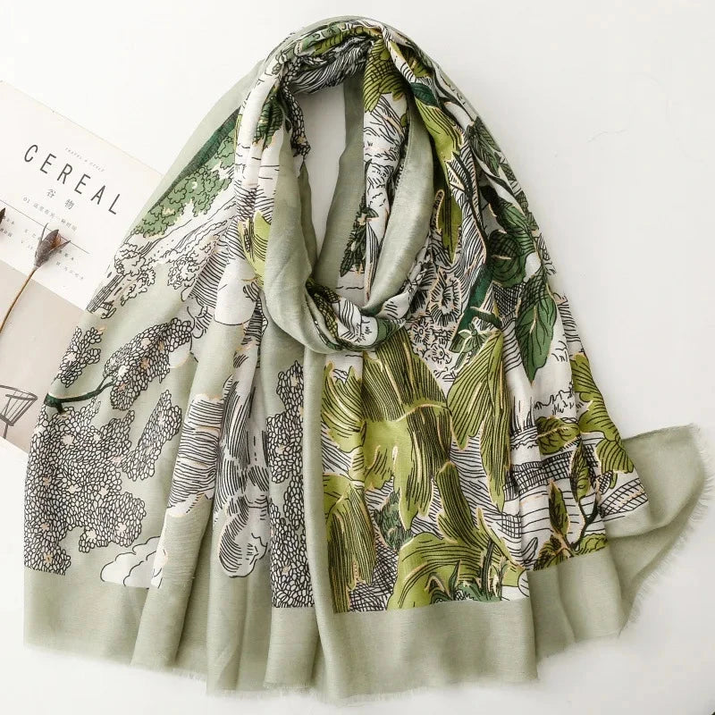 Retro Bohemian Women Viscose Scarf Big Size 88*180cm Cotton Linen Feeling Soft Shawl Tassel Hijab Wrap Summer Soft Beach