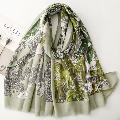 Retro Bohemian Women Viscose Scarf Big Size 88*180cm Cotton Linen Feeling Soft Shawl Tassel Hijab Wrap Summer Soft Beach