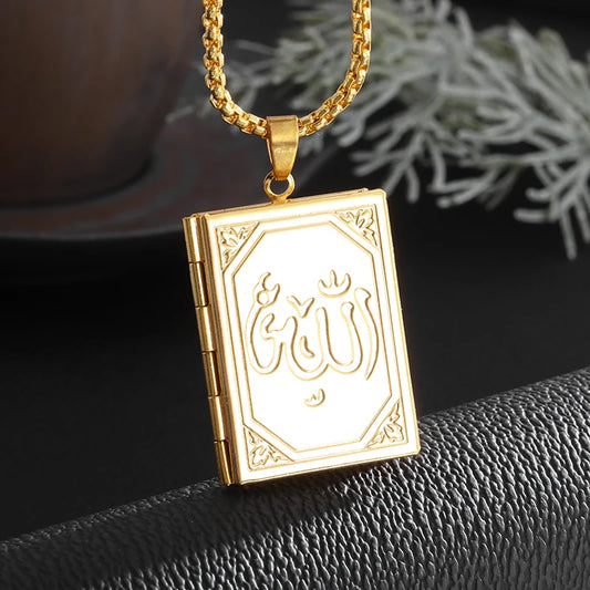 Islamic Muslim Photo Box Jewelry Arabic Allah Bible Necklace