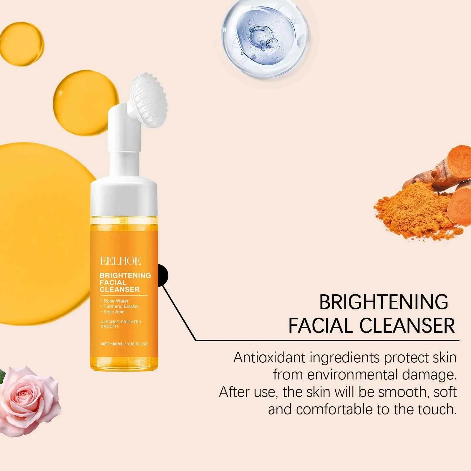 Turmeric Cleansing Milk Foam Facial Cleanser Cleanses Dirt And Grease Brightens Skin Hydrating And Moisturizes Face Care Product