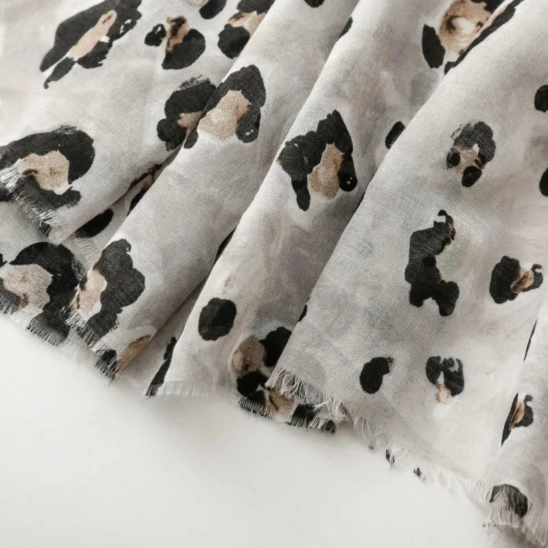 88*180cm Leopard Print Women Viscose Scarf Summer Beach Shawl Cotton Linen Feeling Tassel Pashmina Muslim Hijab Wrap Lady