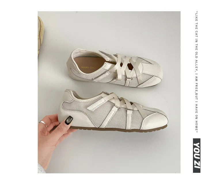 Leisure Sports Flat Shoes Women 2025 New Spring Retro All-matching Yellow Soft Soleplate Shoes - AMULET RING STORE