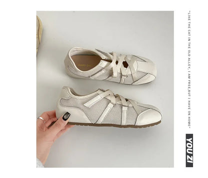 Leisure Sports Flat Shoes Women 2025 New Spring Retro All-matching Yellow Soft Soleplate Shoes - AMULET RING STORE