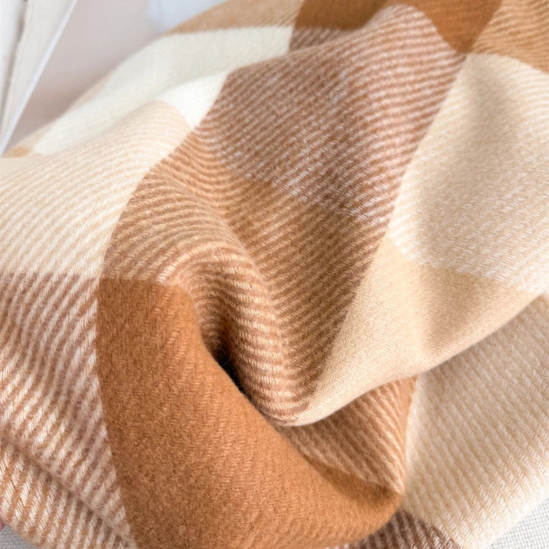 Plaid Imitation Cashmere Blanket Winter Women Scarf Designer Thick Warm Pashmina Shawl Wraps Tassel Poncho Stoles Echarpe Unisex