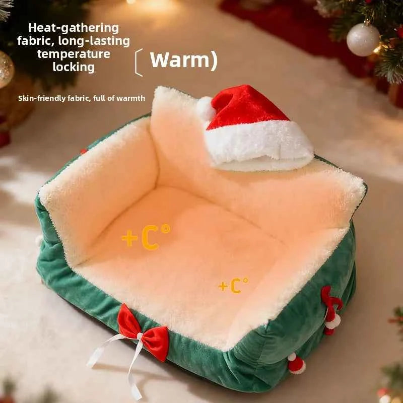 Winter Warm Cat Bed Large Size Removable Washable All Season Pet Sofa Christmas Cat House for Pets