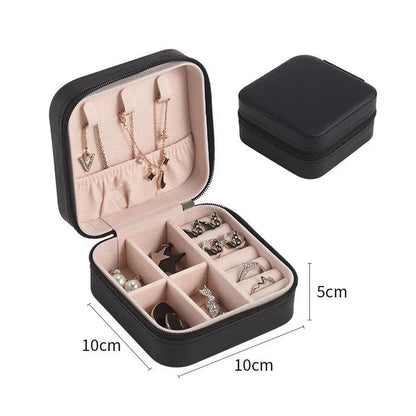 Portable Jewelry Box Jewelry Organizer Display Travel Jewelry Case Boxes Button Leather Storage Zipper Jewelers Joyero - AMULET RING STORE
