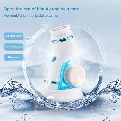 4 In 1 Electric Facial Cleansing Brush Massage Wash Rotating Face Cleansing Machine Waterproof Removal Pore Blackhead Exfoliator