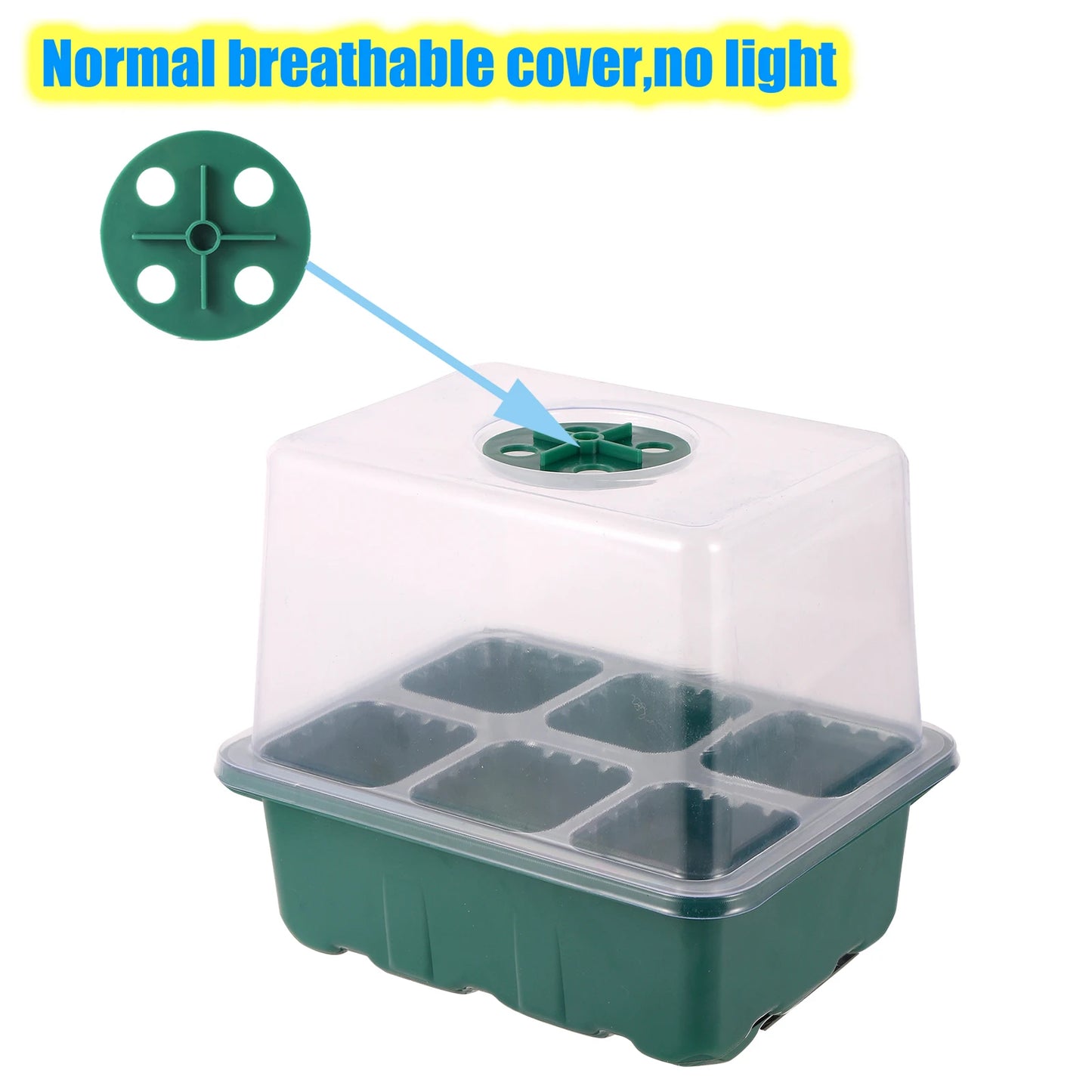 Higher Cover Nursery Tray Box with Growing light 6/12 Cell LED Full Spectrum Seedling Succulent Flower Planting Germination Pot - AMULET RING STORE