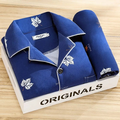 Casual Pure Cotton Men's Spwear Long Sve Long Pants Two-Piece Set Plaid Striped Simple Wearable Home Clothes