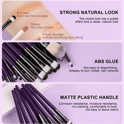 8/20Pcs Eye Makeup Brush Set Portable Soft Makeup Tool Eyeshadow Blending Detail Cosmetics Brush Kit with Makeup Egg Powder Puff - AMULET RING STORE