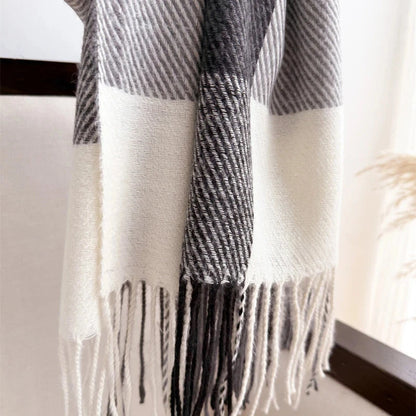 Plaid Imitation Cashmere Blanket Winter Women Scarf Designer Thick Warm Pashmina Shawl Wraps Tassel Poncho Stoles Echarpe Unisex