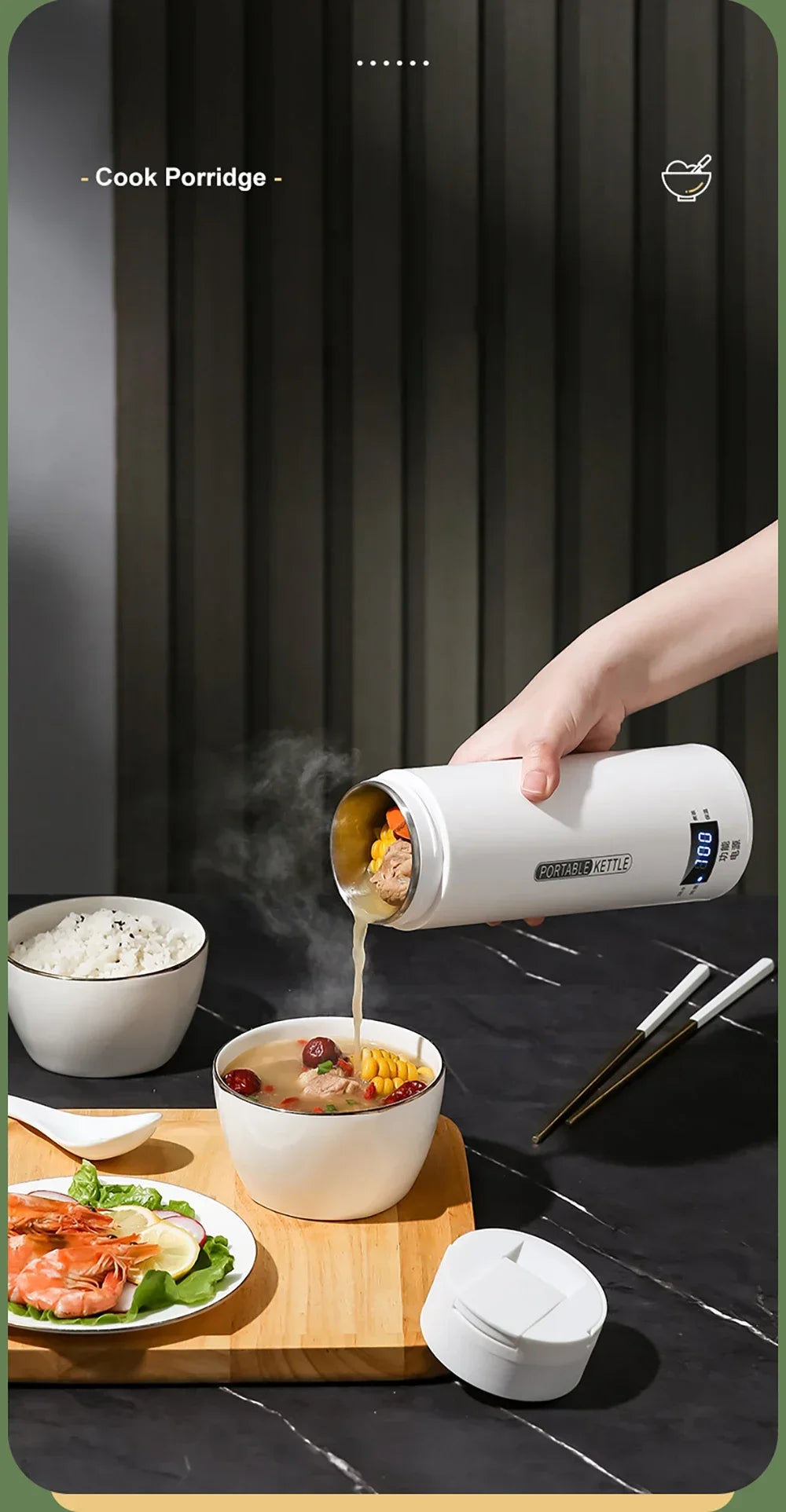 Portable Electric Kettles Tea Coffee Kettle Mini Travel Boil Water Stewable Keep Warm Appliances Thermo Anti-Scald Bottle - AMULET RING STORE