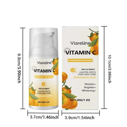 Viareline Vitamin C Face Cream Antioxidant Glowing Skin Tone Enhance Skin Elasticity Deep Moisturizing Softening Face Cream