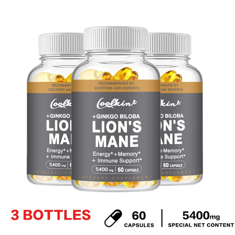 Lion's Mane Mushroom Capsules - Enhance The Immune System, Improve Memory, Protect Brain Nerves, Relieve Stress - AMULET RING STORE