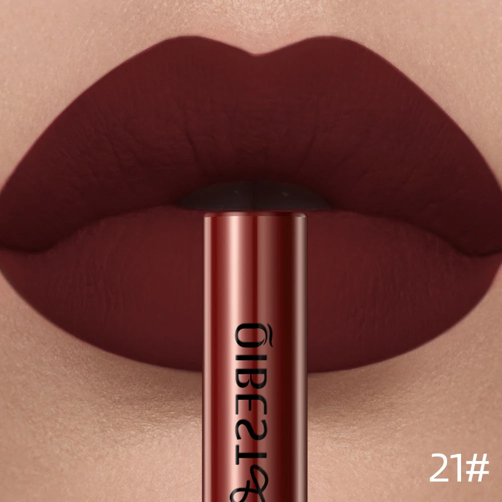 QIBEST Matte Liquid Lipstick Waterproof Long Lasting Velvet Lip Gloss Tint Tube Matte Nude Pigment Red Lipgloss Lips Makeup - AMULET RING STORE