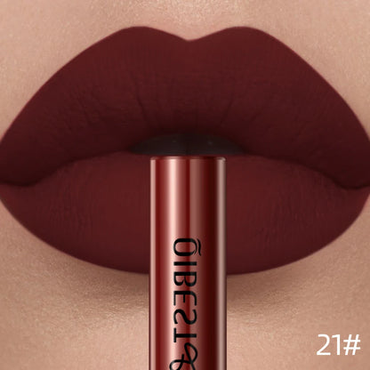QIBEST Matte Liquid Lipstick Waterproof Long Lasting Velvet Lip Gloss Tint Tube Matte Nude Pigment Red Lipgloss Lips Makeup - AMULET RING STORE