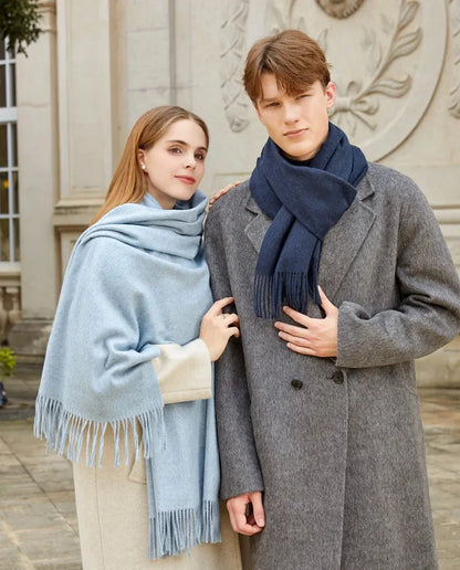 Classic Simple Solid Wool Blend Scarf Women Men Fall Winter High Quality Woolen Shawl Thick Warm Tassel Muffler Female Male Wrap