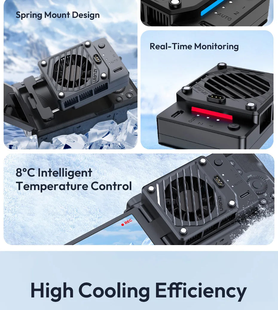 Ulanzi CU01 Thermostatic Semiconductor Camera Cooler Camera Cooling Fan Radiator 4K Recording Kit Heat Sink for Sony Canon Nikon