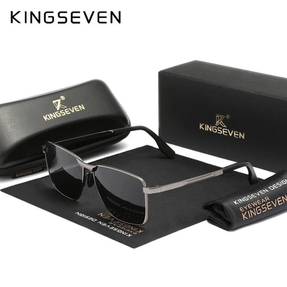 KINGSEVEN Classic Sunglasses Men Rectangle Alloy Frame Glasses Polarized UV400 Casual Trendy Driving Eyewear