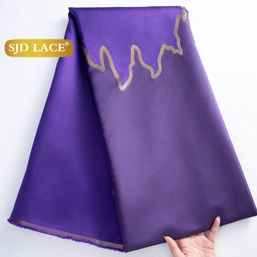 SJD LACE African Brocade Jacquard Lace Fabrics 2025 High Quality 5Yards French Gilded Lace For Sewing Women Party Dresses 3464