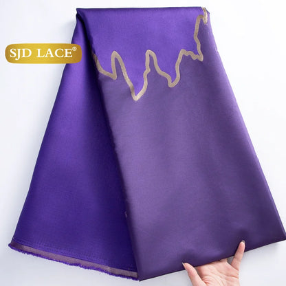 SJD LACE African Brocade Jacquard Lace Fabrics 2025 High Quality 5Yards French Gilded Lace For Sewing Women Party Dresses 3464