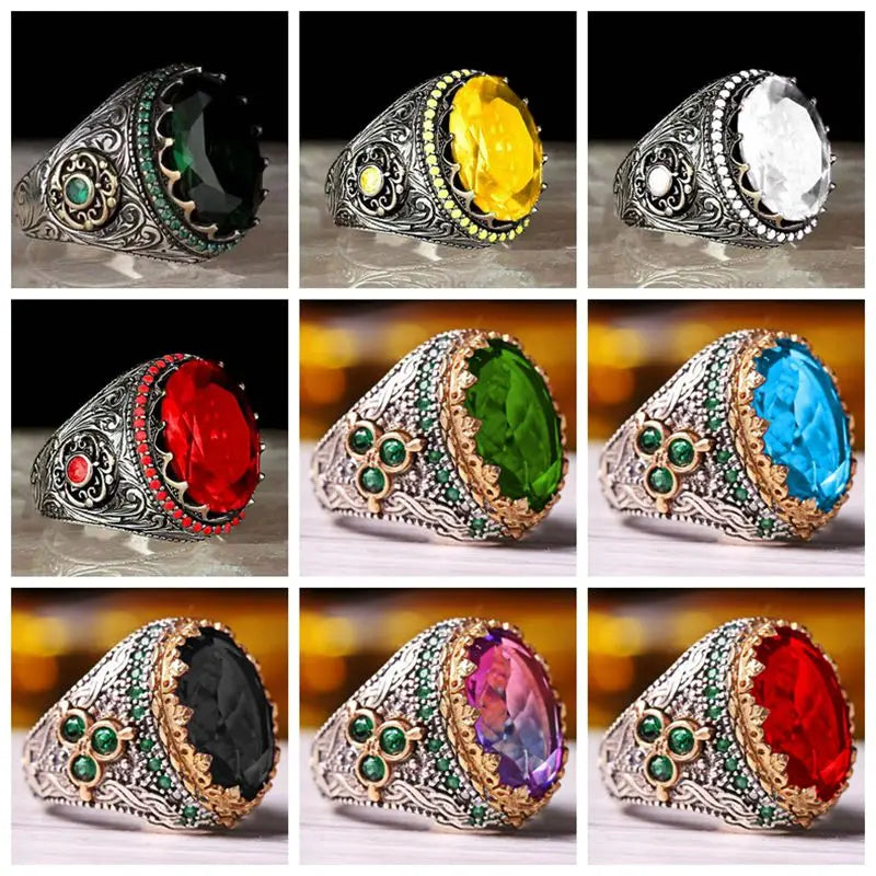 Bezel Inlaid Crystal Men's Luxury Ring