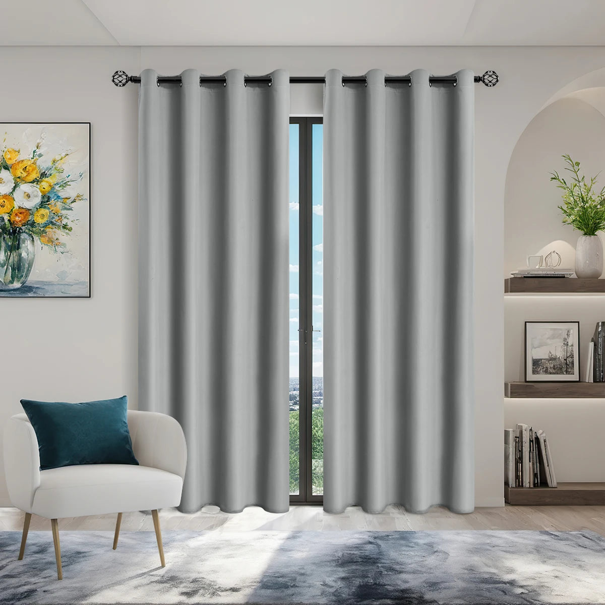 2pcs Modern 100% Blackout Curtain with Coated Lining, Solid Window Curains for Bedroom, Living Room, Dining Room, Home Decor - AMULET RING STORE