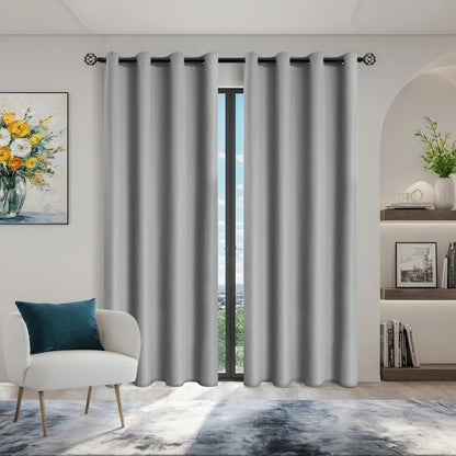 2pcs Modern 100% Blackout Curtain with Coated Lining, Solid Window Curains for Bedroom, Living Room, Dining Room, Home Decor - AMULET RING STORE