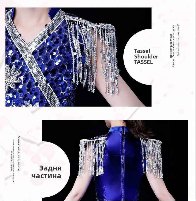 Modern Dance Clothing Women's Jazz Dance Performance Outfit Sparkling Tassel Tailcoat Nightclub ow Costume Adult New Sle