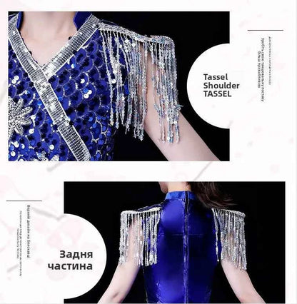 Modern Dance Clothing Women's Jazz Dance Performance Outfit Sparkling Tassel Tailcoat Nightclub ow Costume Adult New Sle