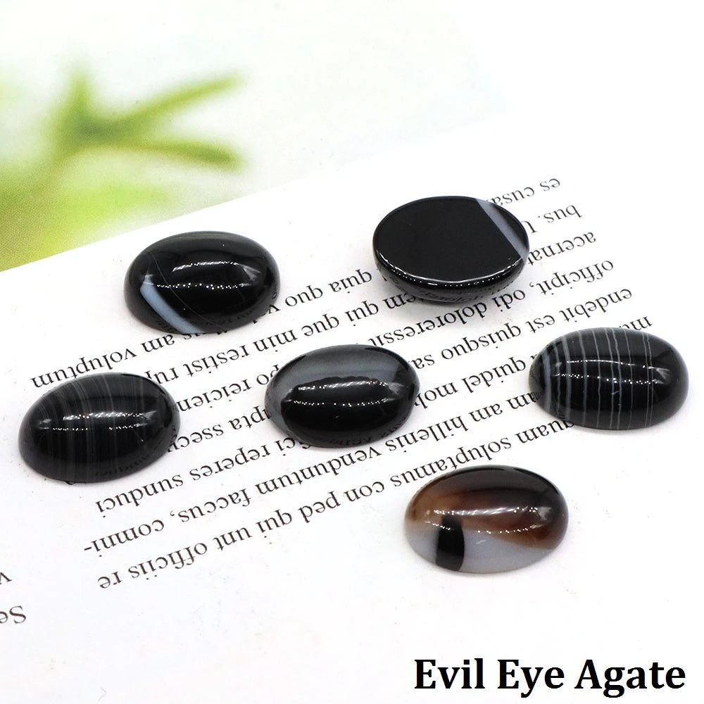 5pcs/Lot Natural Crystals Stone Oval Cabochon Beads Flat Back Cab Cameo DIY Ring Pendant Necklace Jewelry Making Accessories