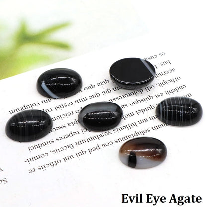 5pcs/Lot Natural Crystals Stone Oval Cabochon Beads Flat Back Cab Cameo DIY Ring Pendant Necklace Jewelry Making Accessories