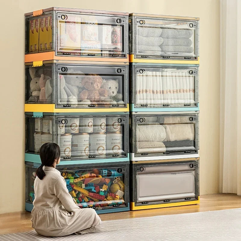 Transparent Storage Bin Foldable Storage Trunk Open Storage Box Home Wardrobe Clothes Organizer Large Capacity Sundries Box - AMULET RING STORE