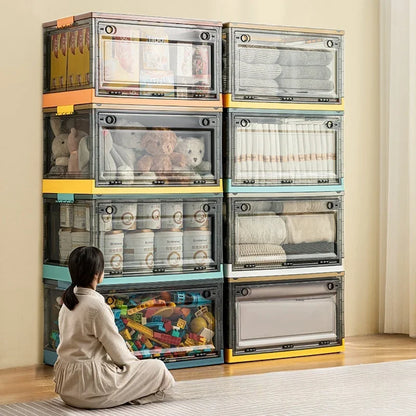 Transparent Storage Bin Foldable Storage Trunk Open Storage Box Home Wardrobe Clothes Organizer Large Capacity Sundries Box - AMULET RING STORE