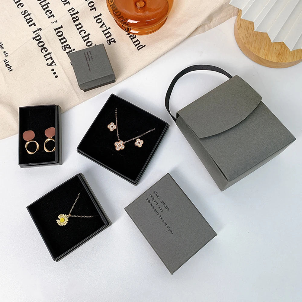 Simple Jewelry Box Earnail Ring Bracelet Necklace Gray Black Paper Jewelry Display Case Jewelry Organizer Box - AMULET RING STORE