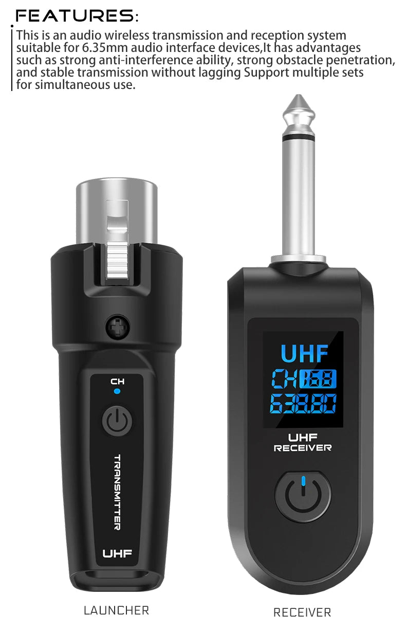 Wireless Microphone Converter XLR or 6.5 Transmitter and Receiver Microphone Wireless System for Dynamic Microphone